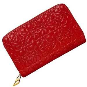 Loewe coin case ec-23812 in red with a repeat anagram pattern on leather (pro...